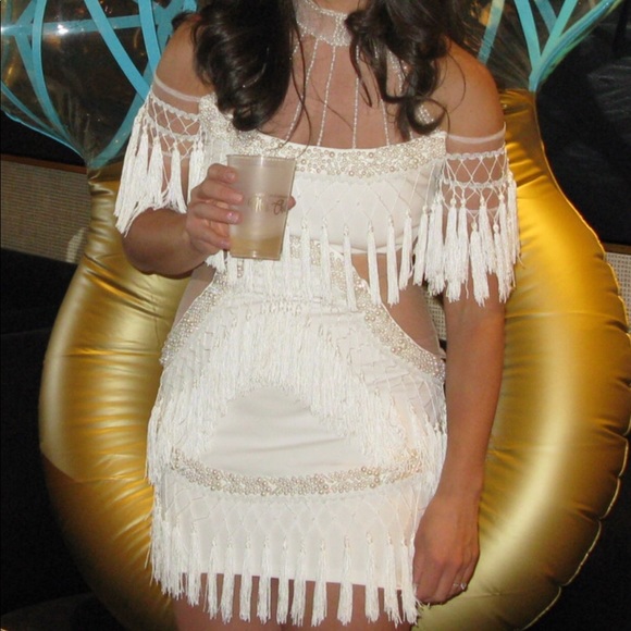 Showstopper pearl mesh tassel dress white medium - Picture 6 of 6
